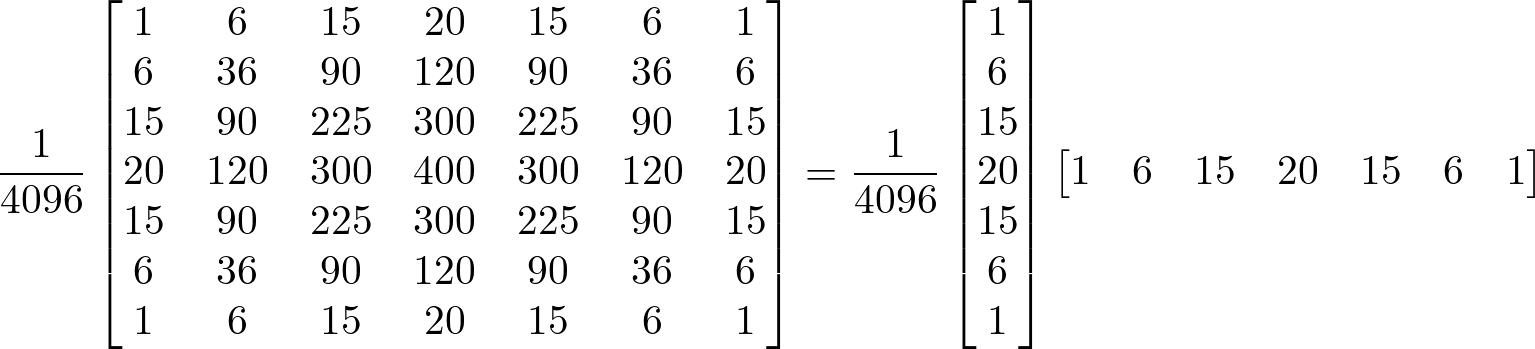 7x7 Separable Gaussian Kernel
