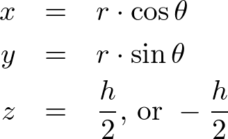 formula to find a point on a cylinder