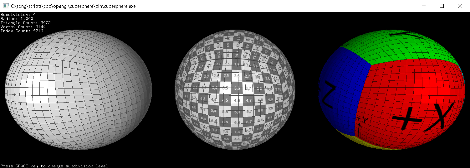example of drawing spheres using cubesphere