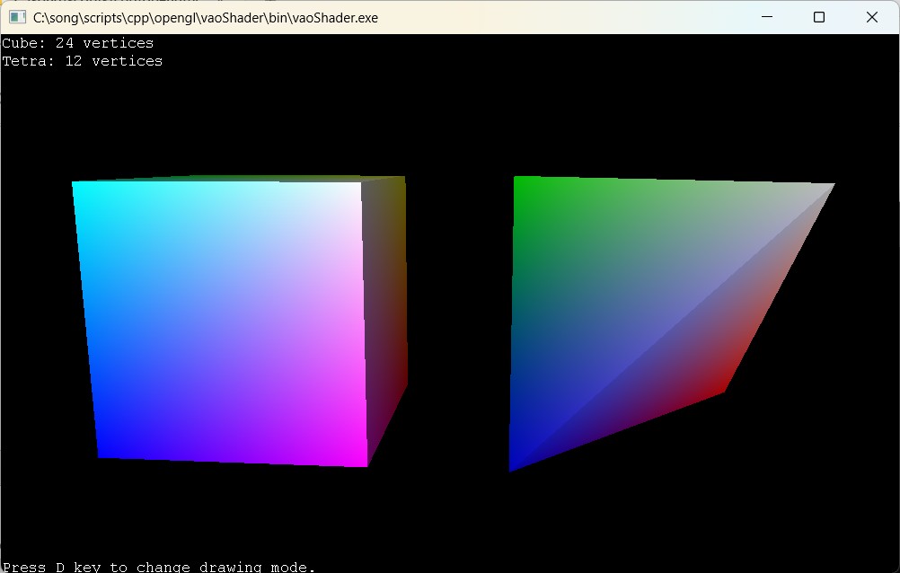 drawing a cube and tetrahedron using VAO