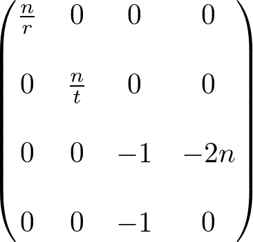 symmetric  perspective matrix